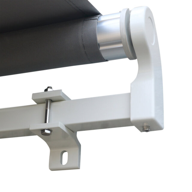 4x3m Manual Retractable Awning, Grey Patio Sun Canopy With Hand Crank, Aluminium Frame Weather-resistant Shade For Door & Window