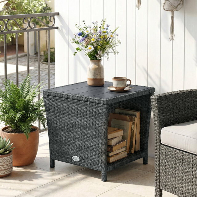 Square Metal Outdoor Side Table , 45cm cm W 45cm cm D