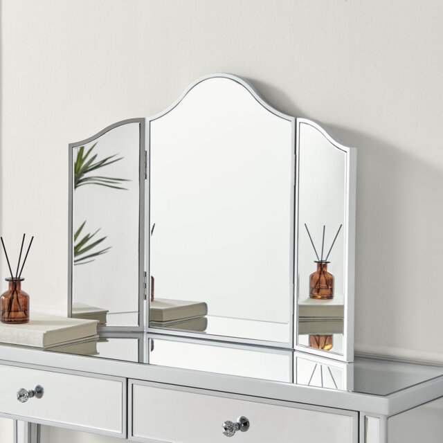 Venice Glamour Arched Venice Vintage Inspired Tri-Fold Vanity Dressing Table Mirror