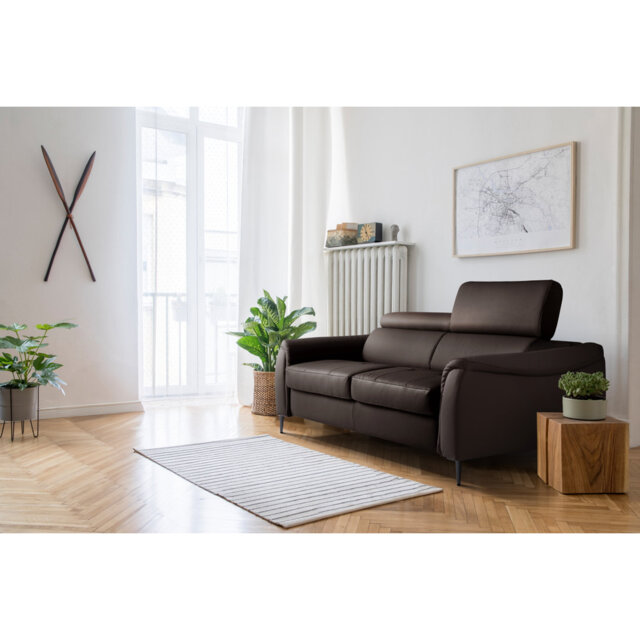 Venezia 2 Seater Sofa Bed in Genuine Leather with Adjustable headrests