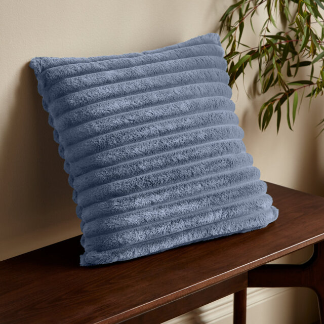Cosy Ribbed Faux Fur Cushion
