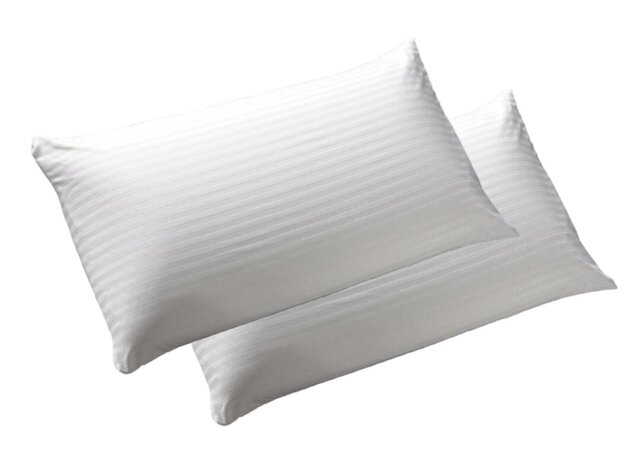Satin Stripe Pillow Pair Hollowfibre Filling - Firm