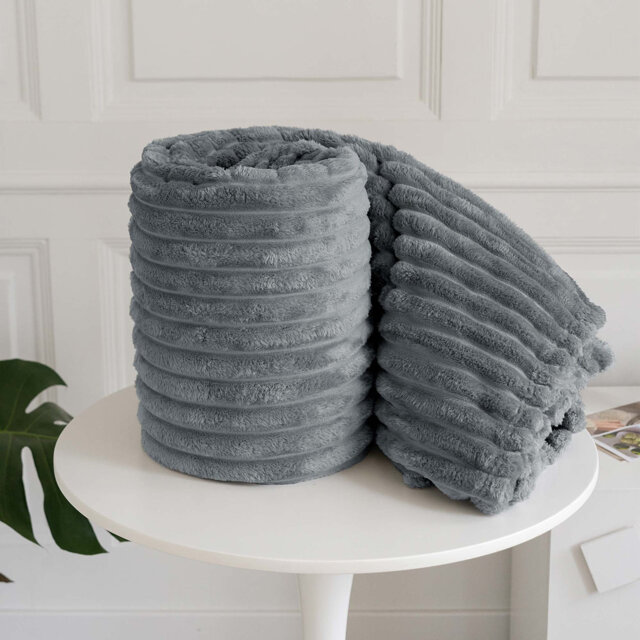 Rehana Snug Soft Chunky Ribbed Cord Plush Throw Blanket