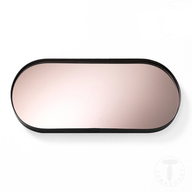 California Oval Metal Framed Wall Mounted Accent Mirror in Black