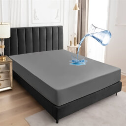 Waterproof Double Mattress Protector, 135X190cm, With Bungee Cord - Grey