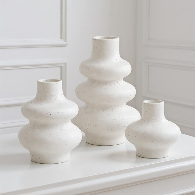 Ceramic Vases, Modern Minimalist Bohemian Decor, Decorative Boho Dried Flower Vase, Round Matte Donut Pampas Grass Vase For Wedding Centerpieces Dinne