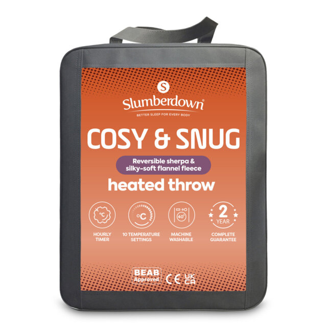 Slumberdown Cosy & Snug Sherpa Fleece Heated Throw Blanket 10 Heat Settings Over Blanket