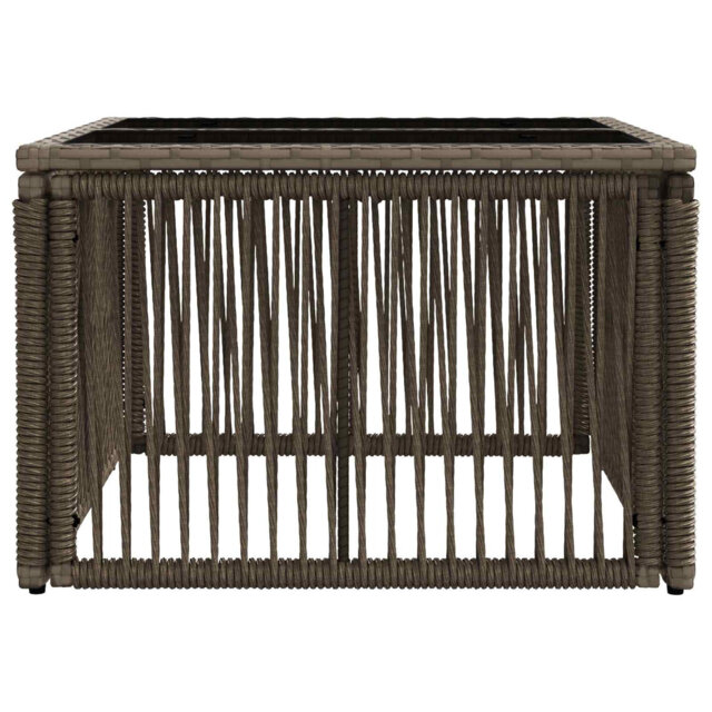 vidaXL Table PE Rattan and Glass Modern Outdoor Garden Furniture Coffee Patio