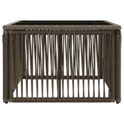 vidaXL Table PE Rattan and Glass Modern Outdoor Garden Furniture Coffee Patio