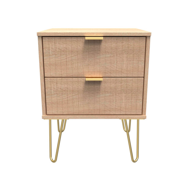 Beranda 2 Drawer Bedside Cabinet in Labrador Green & Bardolino Oak (Ready Assembled)