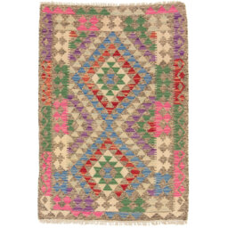 Handwoven Kilim Wool Grey Rug