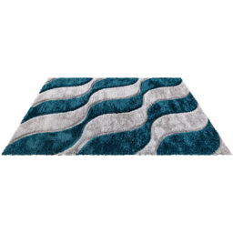Casilda Geometric Machine Woven Emerald Area Rug
