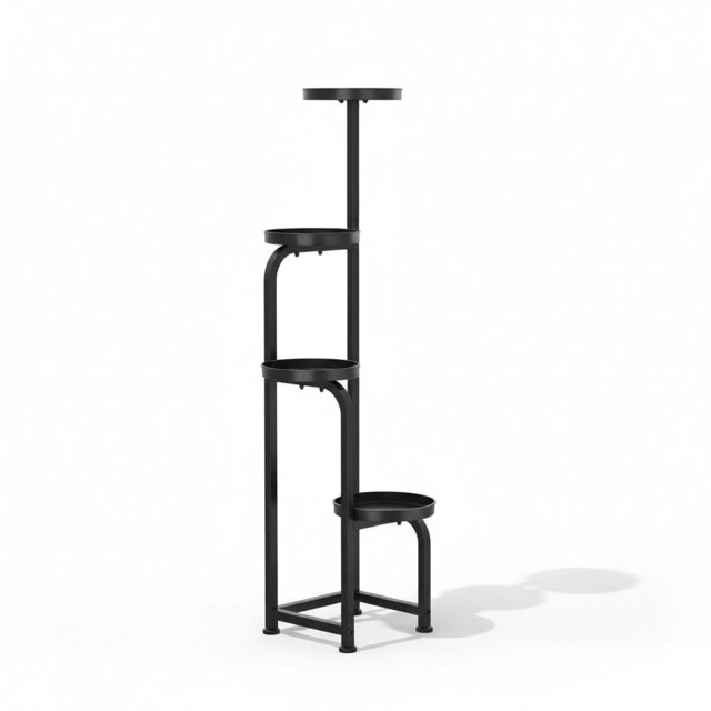 Modern 4-Tier Corner Metal Plant Stand for Indoor & Outdoor