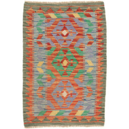 Handmade Kilim Wool Green/Blue Rug