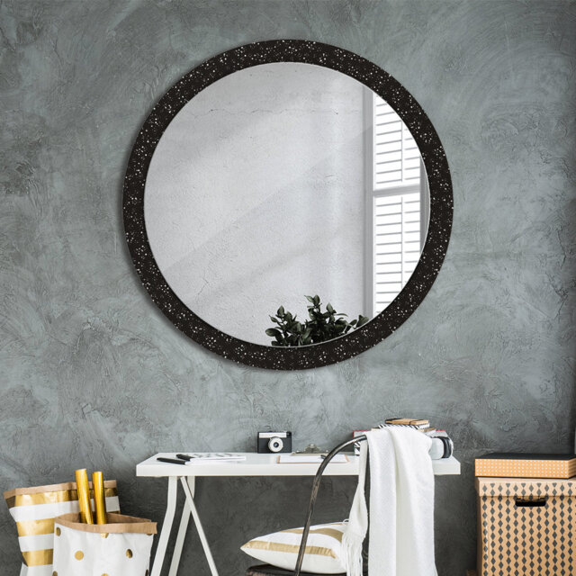 Huldar Round Glass Framed Wall Mounted Accent Mirror in Black
