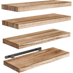 Natural Paulownia Floating Wall Shelves, Sturdy Rustic Storage Shelves With Easy Installation