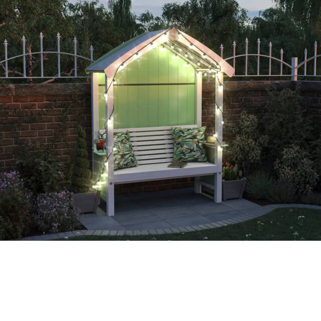 Dunster House Garden Arbour Pained Seat , W1.72m x D0.75m / W5' x D2', Pressure Treated, Summerset