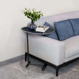 Marble Side Table Under Sofa - Real Sintered Stone Slab - C-Shaped End Table