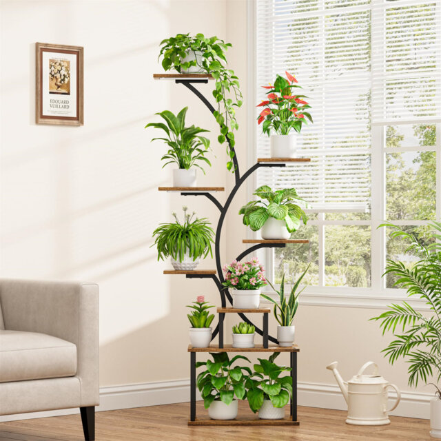 8-Tiered Tall Plant Stand With Grow Light