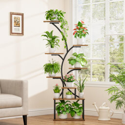 8-Tiered Tall Plant Stand With Grow Light