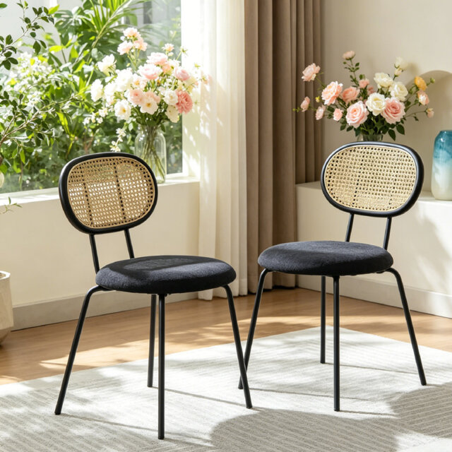 Fabric Upholstered Side Chair in Black