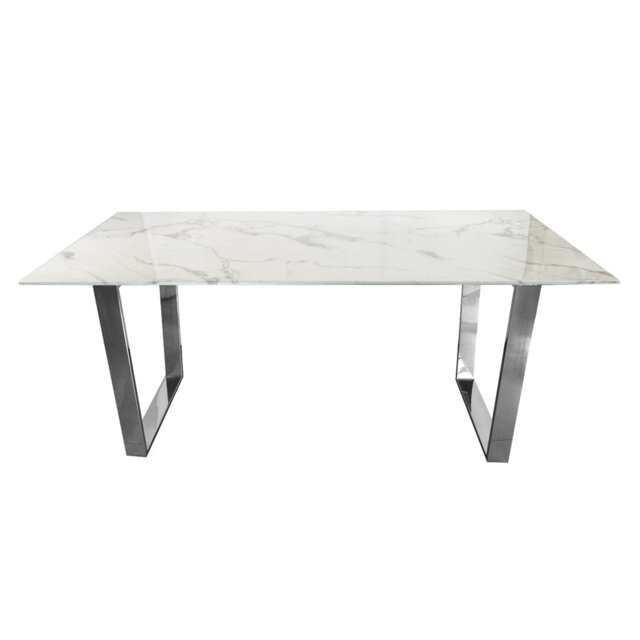 Motilal Faux Marble Top Metal Base Dining Table