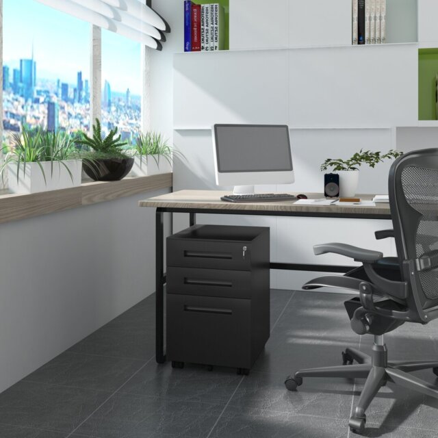 39cm Wide 3 -Drawer Mobile Steel File Cabinet