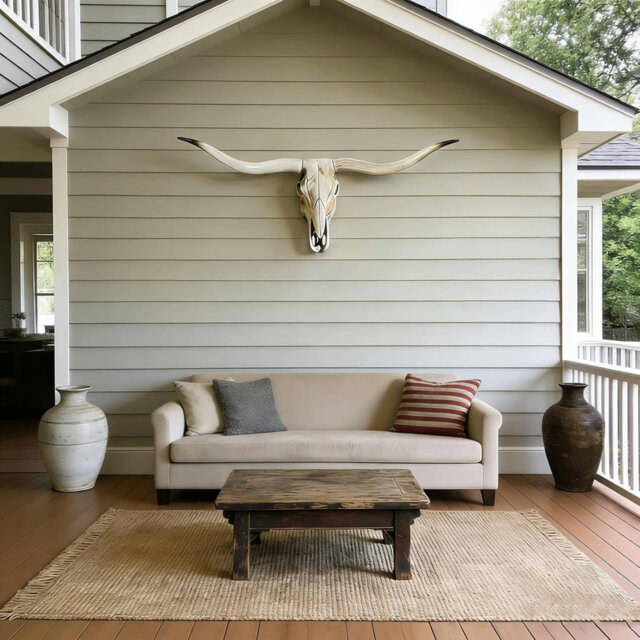 Beige Long Horn Bison Bull Skull Wall Decor Handmade Farmhouse Decor Wall Sculpture