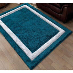 Amrit Soft Shaggy Teal/White Rug