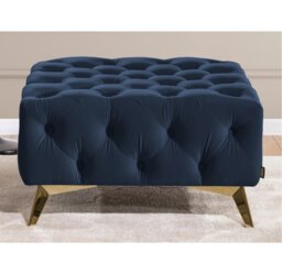 Whitby 80cm Wide Velvet Tufted Square No Pattern Footstool Ottoman