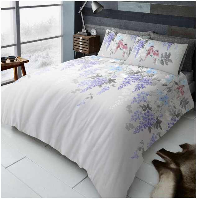 Botanical Complete Bed Set Polycotton Bedding with Duvet Cover Fitted Sheet & Matching Pillowcases Soft Easy Care Bed Set