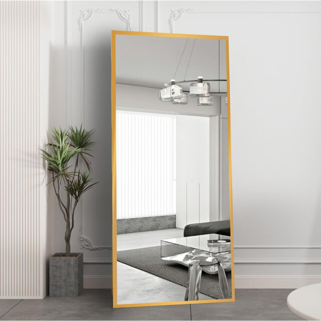 Full Length Mirror 180x80cm Free Standing Hanging or Leaning Large Floor Mirror with Gold Aluminum Alloy Frame