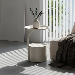 Modern Metal Side Table with Cylindrical Storage