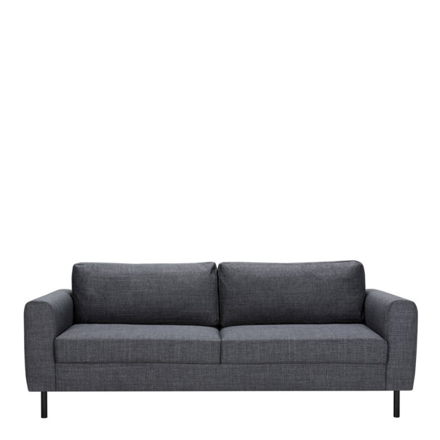 Charice 3-Seater Sofa In Basel Dark Grey 19 Fabric, Base Matt Black Steel