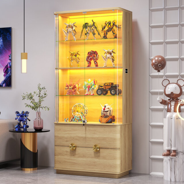 2-drawer Display Cabinet With Human Sensor Light And Lock