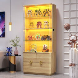 2-drawer Display Cabinet With Human Sensor Light And Lock