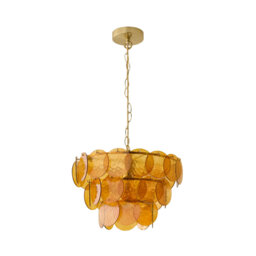 Alilyana Green Glass Disc 3 Tier Chandelier Ceiling Pendant Light and Bulb