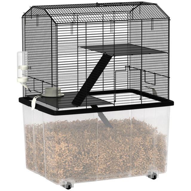Hamster Cage Three-Tier Gerbil Cage with Deep Bottom Ramp Food Dish