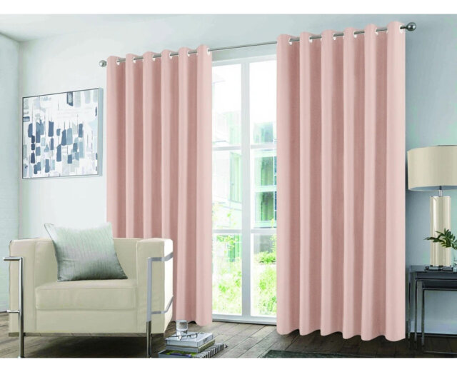 PANACHE MICROFIBRE PLAIN CURTAINS - BLACKOUT 66X72 BLUSH PINK