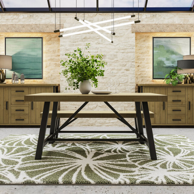 San Diego Dining Table. Steel Trestle Frame. Solid Pine Top - Seats 6 People OR Seats 8 People