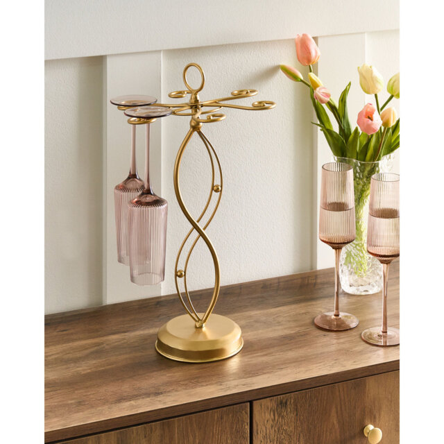 Open Shelving Wine Glass Rack Gold