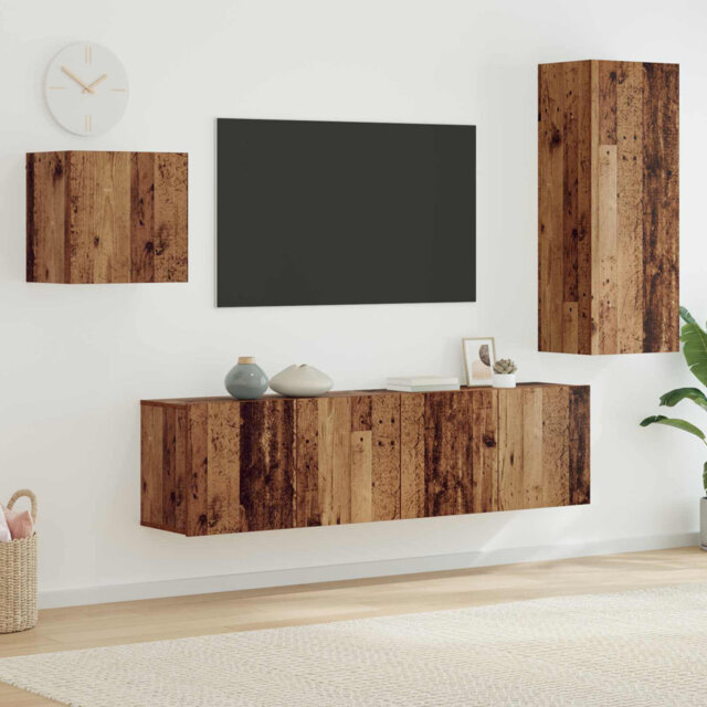 TV Cabinet Wall-Mounted 4 Pcs Artisan Oak Engineered Wood