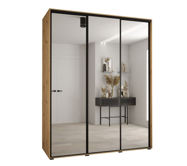Caetano II Sliding Mirrored Door Wardrobe 200cm â Bright and Spacious Storage for Modern Bedrooms