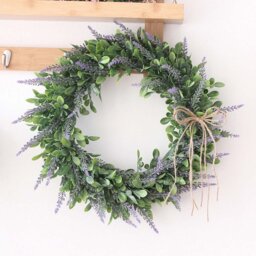 42cm Artificial Lavender Flower Wreath Front Door Hanging Decoration