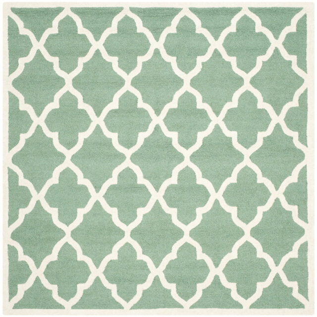 Roan Handmade Tufted Wool Teal/Ivory Rug