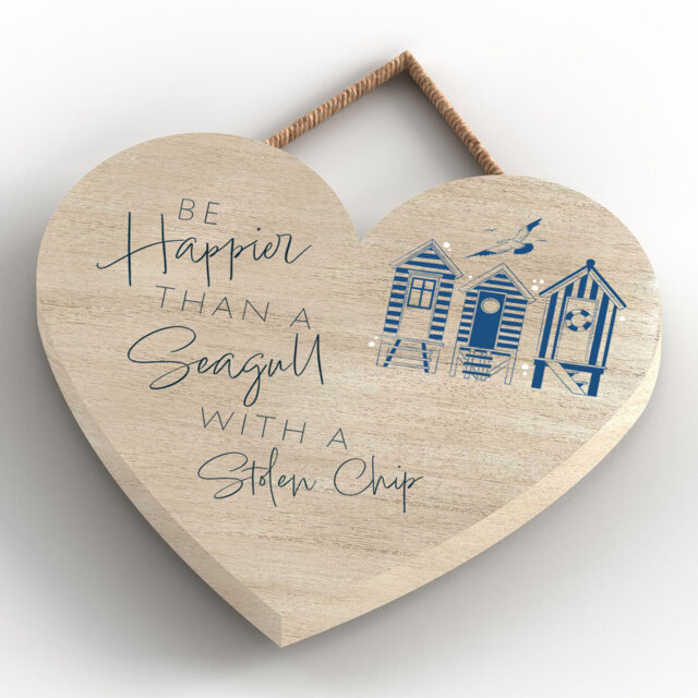 Beach Stolen Chip Wooden Heart Wall Décor