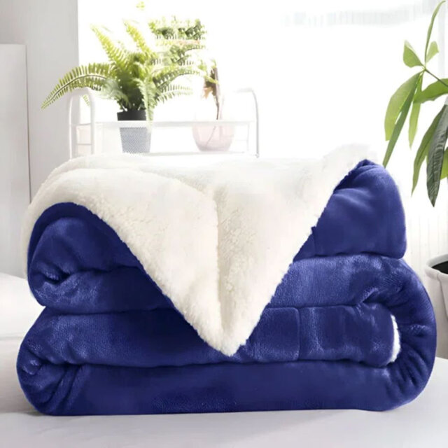 Kaylie Soft Sherpa Fleece Fur Thick Dual Sided Reversible Blanket Throw