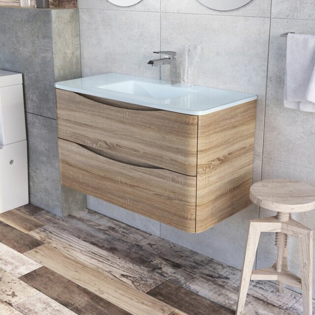 Stanhope 900mm Single Bathroom Vanity with Undermount Glass Basin