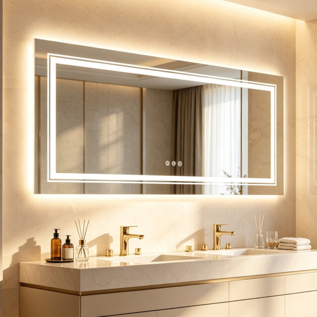 Ashawnti LED Illuminated Bathroom Mirror with Fog-Free Touch Sensor