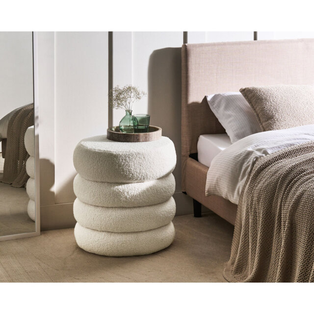 SUMPTER 43cm Wide Round Solid Colour Pouffe Ottoman